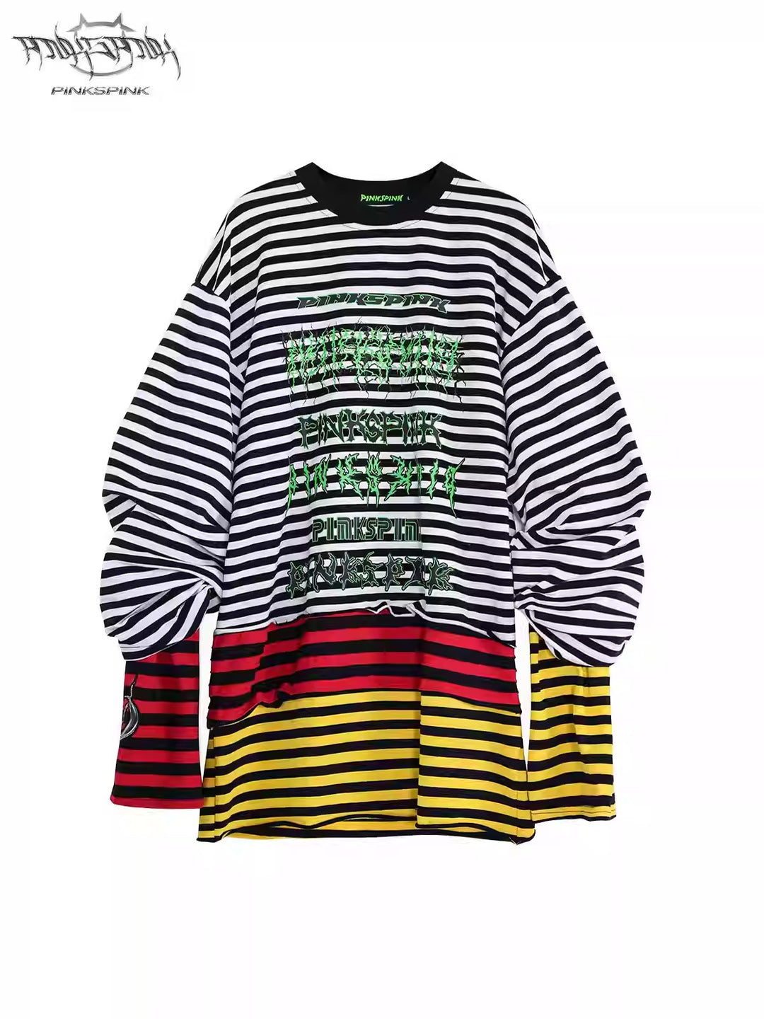 Y2K STACKED STRIPED SWEATSHIRT TEE