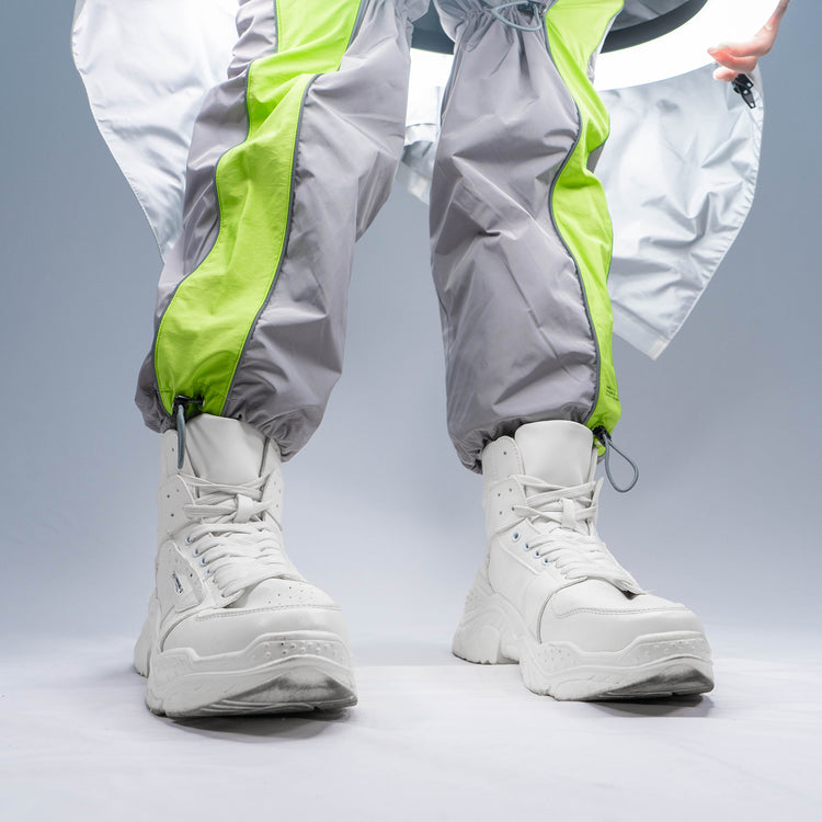 OFF-LABEL BASICS chunky high-top sneakers, white, paired front outfit