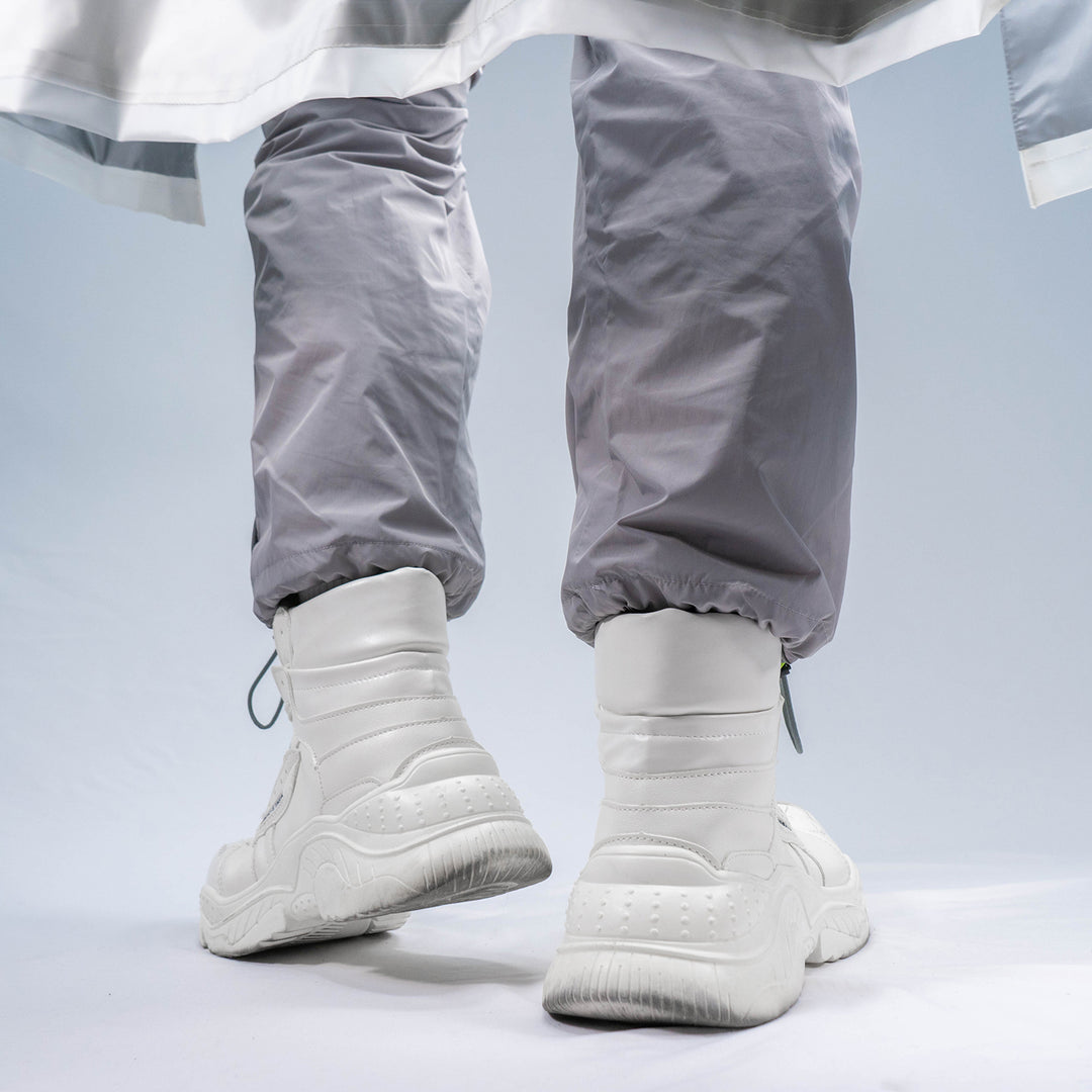 OFF-LABEL BASICS chunky high-top sneakers, white, paired rear outfit
