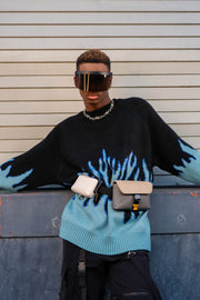 Blue Flame Oversized Sweater 