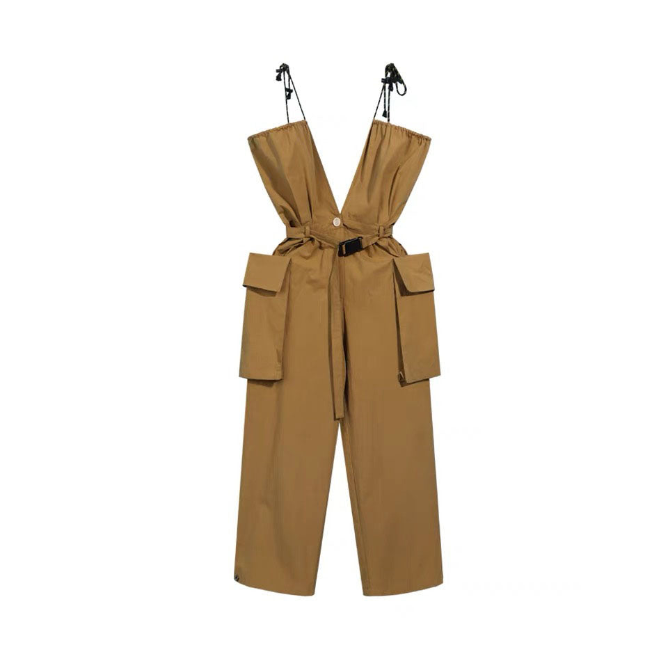 SHOWROOM PLUS HACKWRENCH UTILITY convertible jumpsuit, brown, product-only front