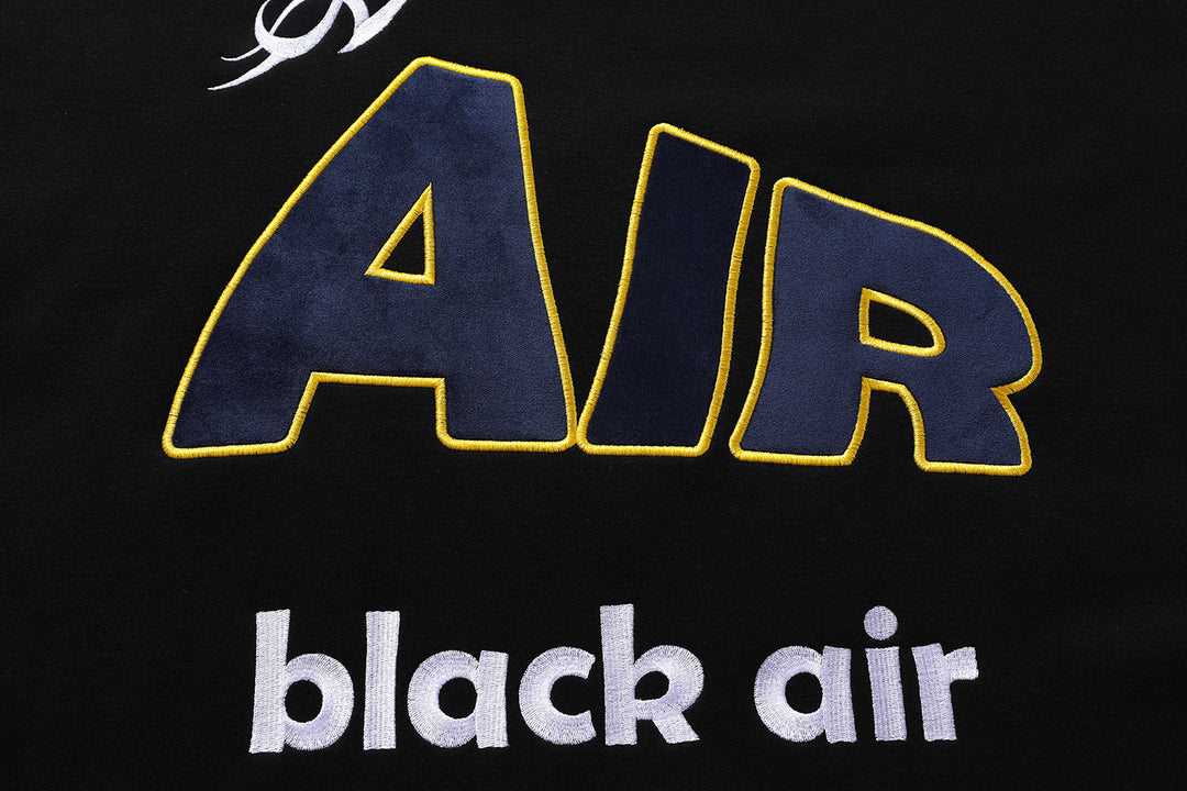 BLACKAIR varsity-letter sweatshirt, black, AIR embroidery and brand-lettering detail
