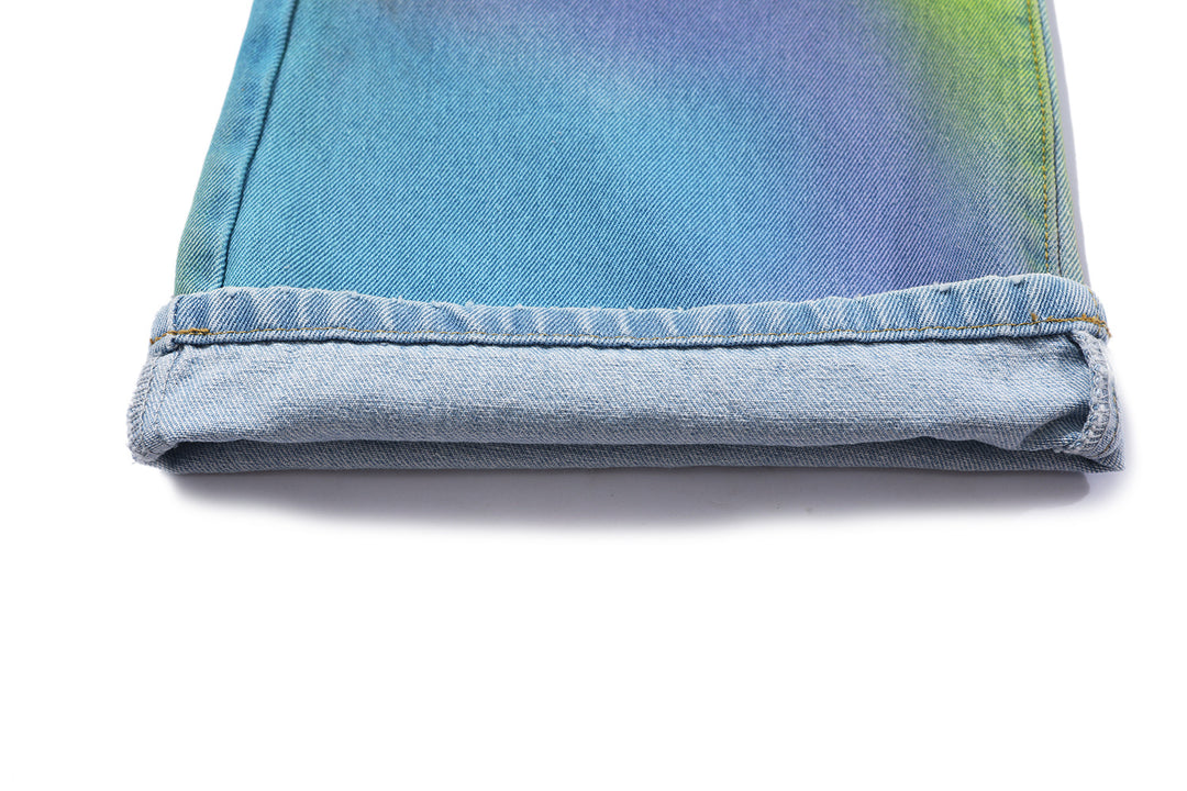 BLACKAIR INKJET LOVE GRAFFITI multicolor heart jeans, turned-up hem detail