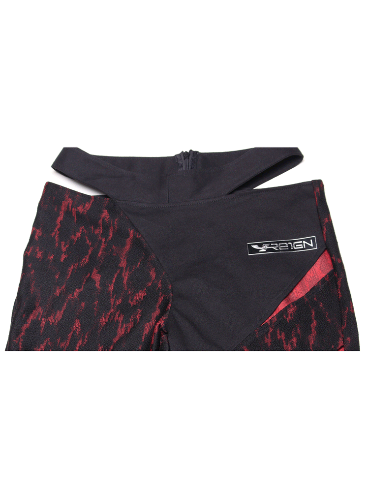 4RE1GN ASYMMETRY jacquard cutout flared pants, asymmetric waist panel and badge detail