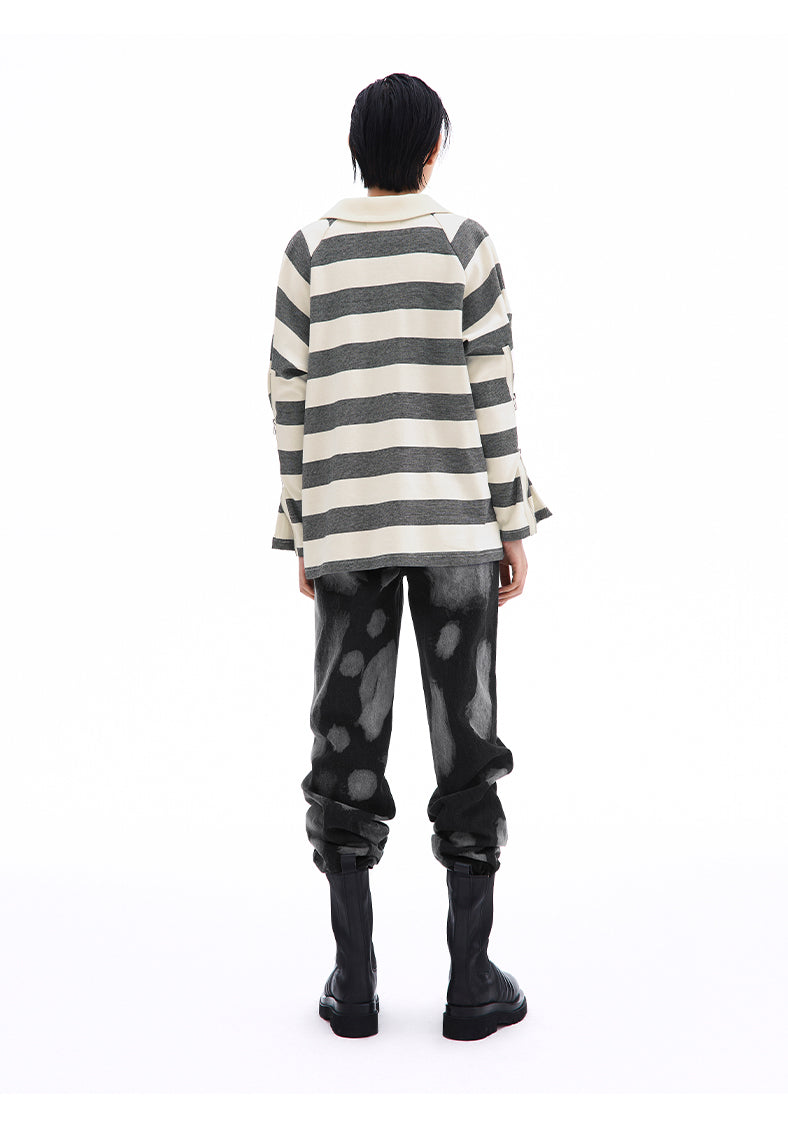 SHOWROOM PLUS SMOKY mottled-wash straight-leg jeans, full rear outfit