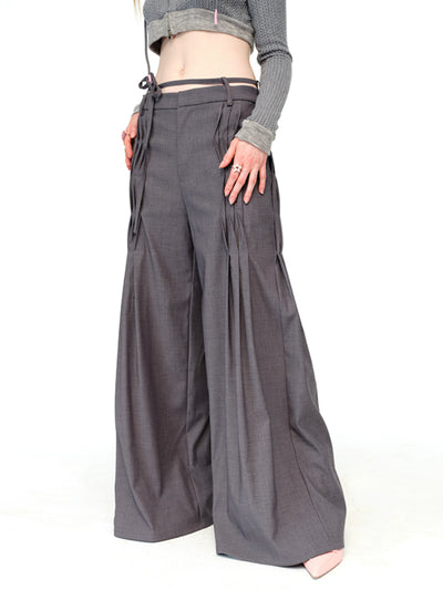 TIE ROPE low waist mopping trousers