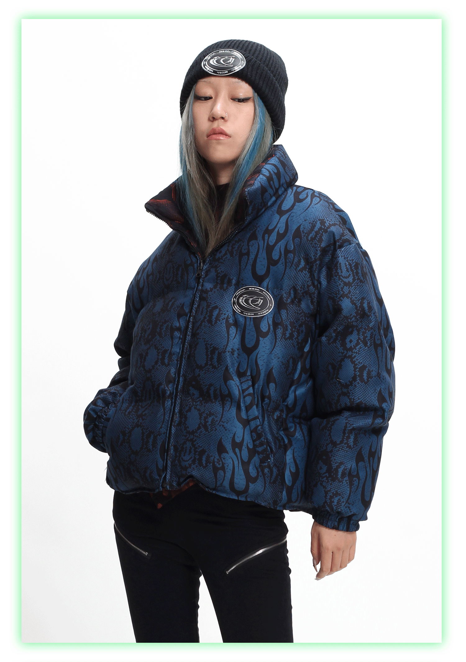 PYTHON FLAME double-sided puffer - Dragon Star