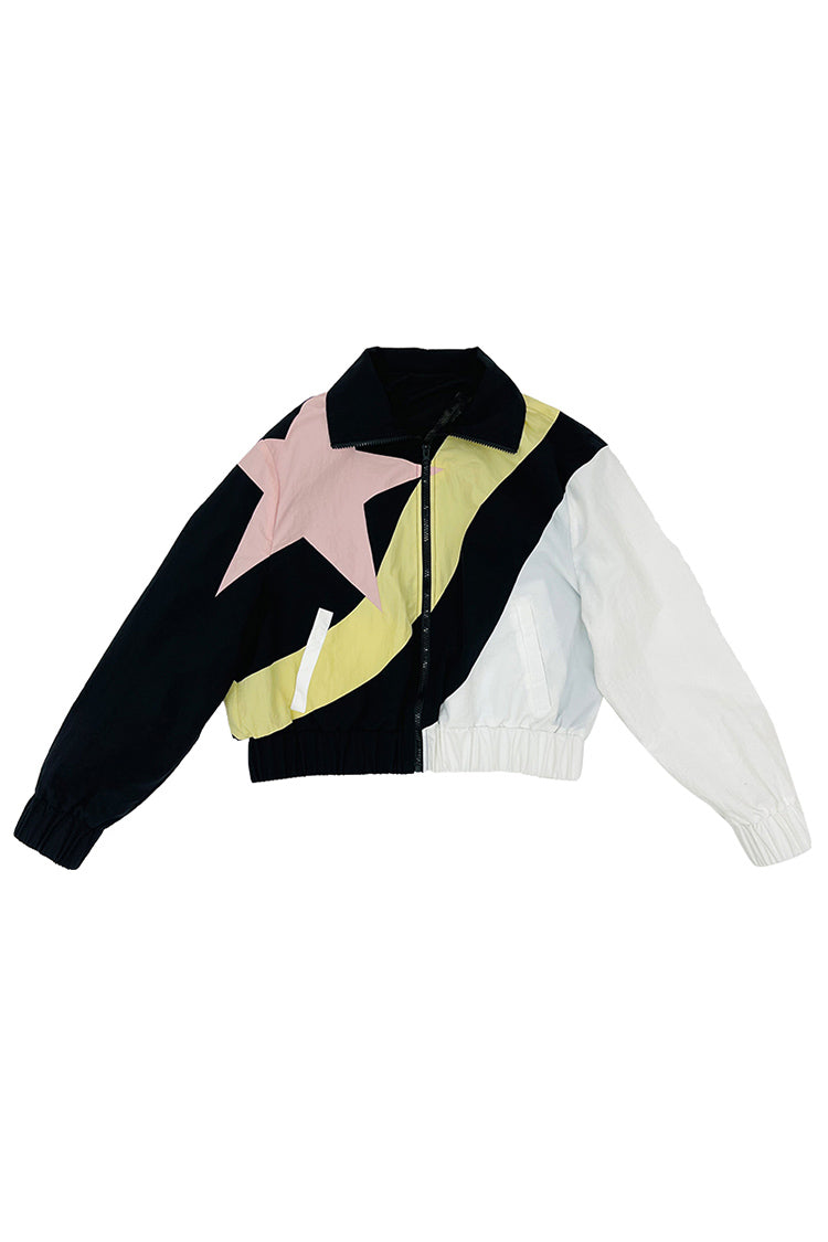 NEXT PASSPORT STAR COLOR BLOCK track jacket, product-only front showing the pink star