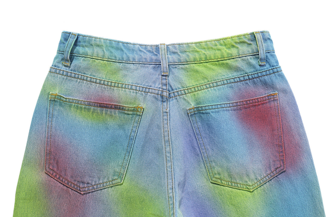 BLACKAIR INKJET LOVE GRAFFITI multicolor heart jeans, rear waistband and pocket detail