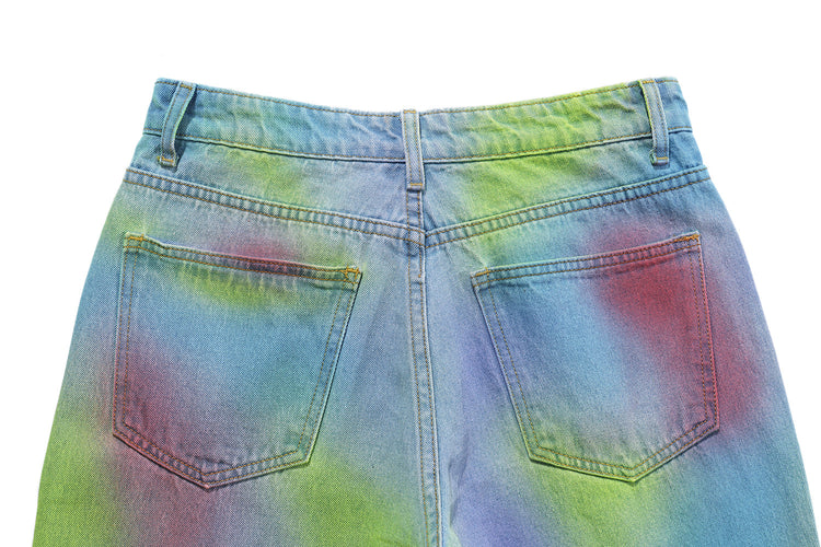 BLACKAIR INKJET LOVE GRAFFITI multicolor heart jeans, rear waistband and pocket detail