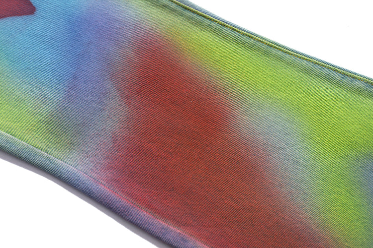 BLACKAIR INKJET LOVE GRAFFITI multicolor heart jeans, red and green print detail
