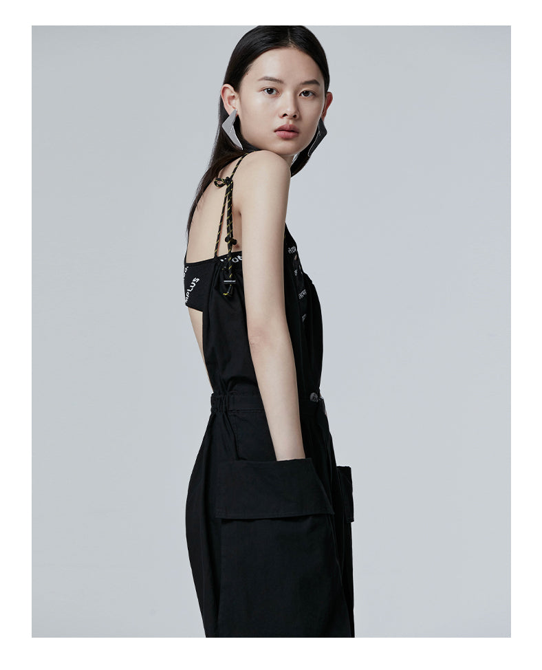 SHOWROOM PLUS HACKWRENCH UTILITY convertible jumpsuit, black, side-front pose