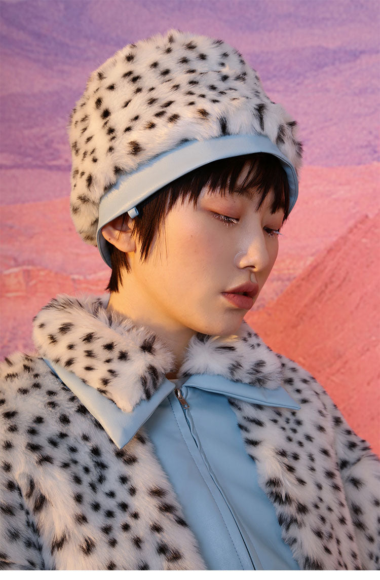 NEXT PASSPORT FUR FUR reversible bucket hat / bag, close hat styling with the matching jacket