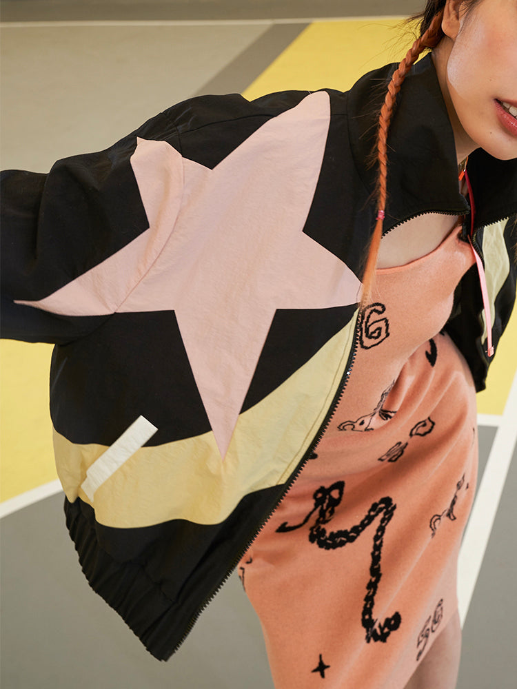 NEXT PASSPORT STAR COLOR BLOCK track jacket, open-front star and zip detail