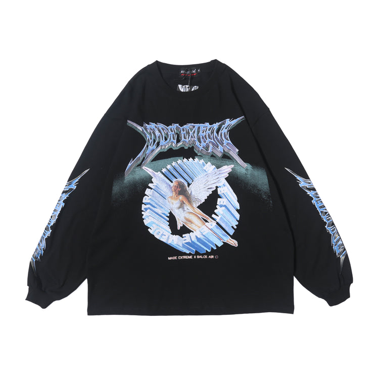 BLACKAIR FAIRY DUST winged-figure sweatshirt, black, product-only front
