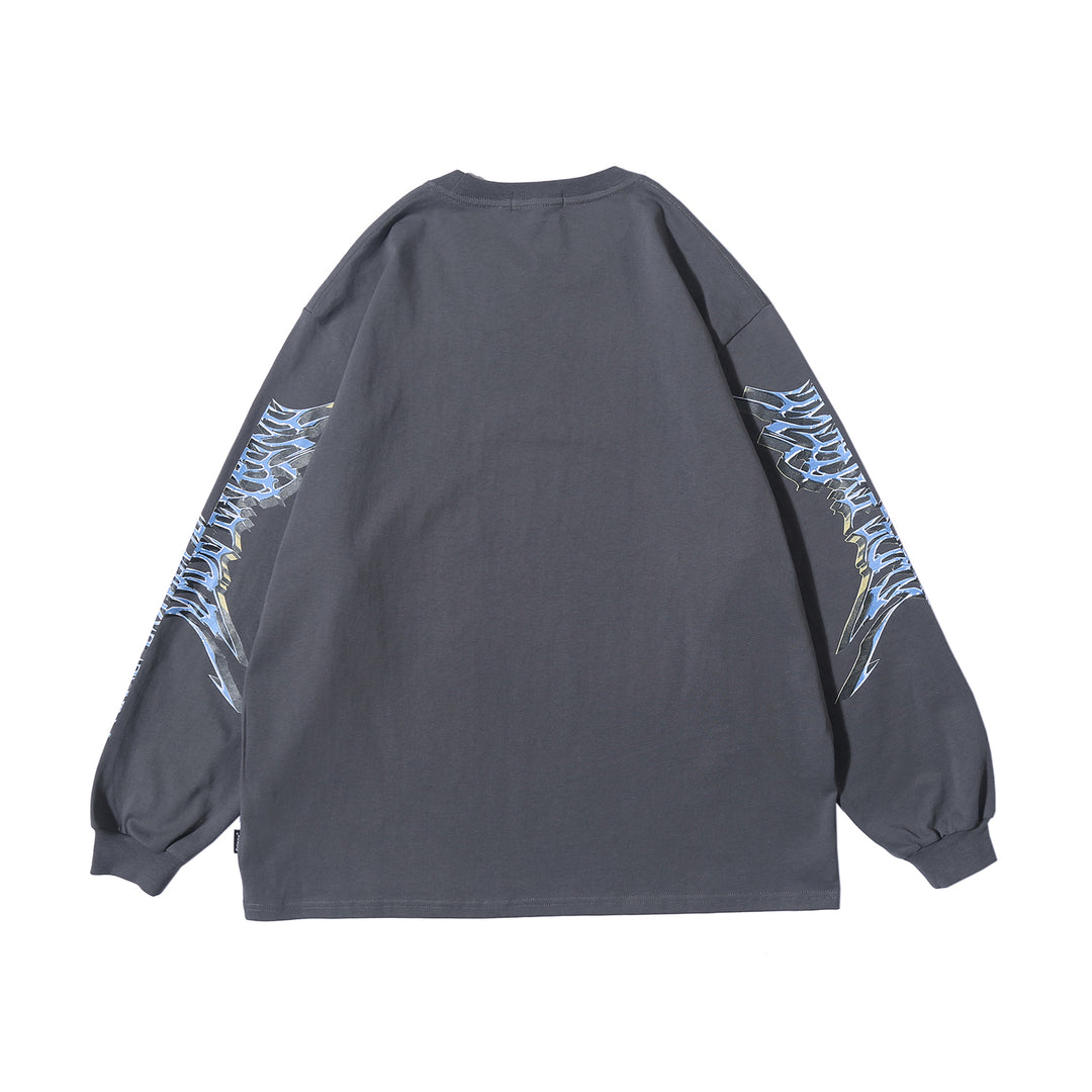 BLACKAIR FAIRY DUST winged-figure sweatshirt, gray, product-only back