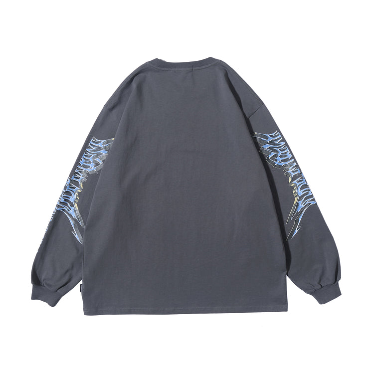 BLACKAIR FAIRY DUST winged-figure sweatshirt, gray, product-only back