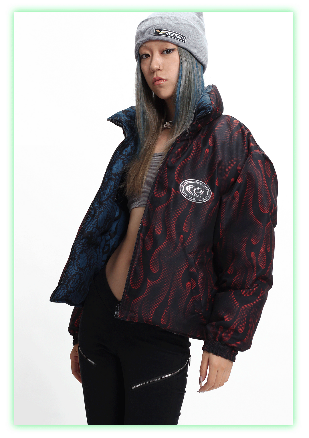 PYTHON FLAME double-sided puffer - Dragon Star