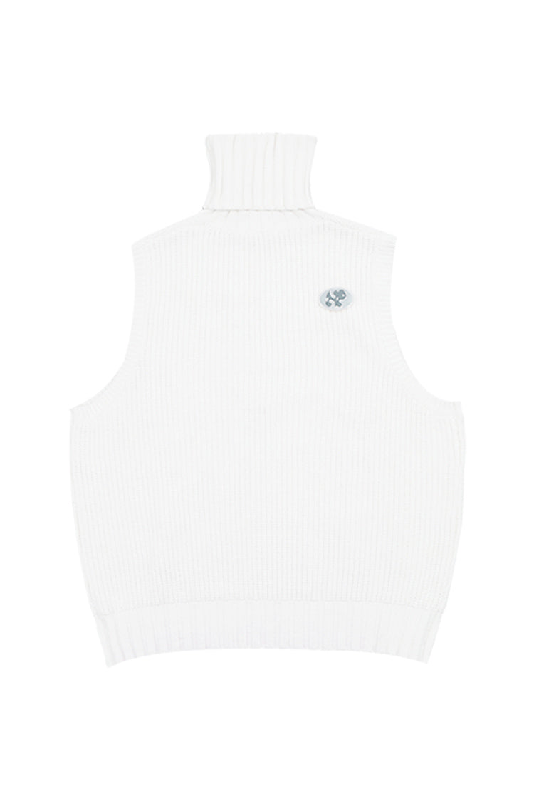 NEXT PASSPORT WHITE LAMB sleeveless turtleneck sweater, product-only front showing the ribbed knit