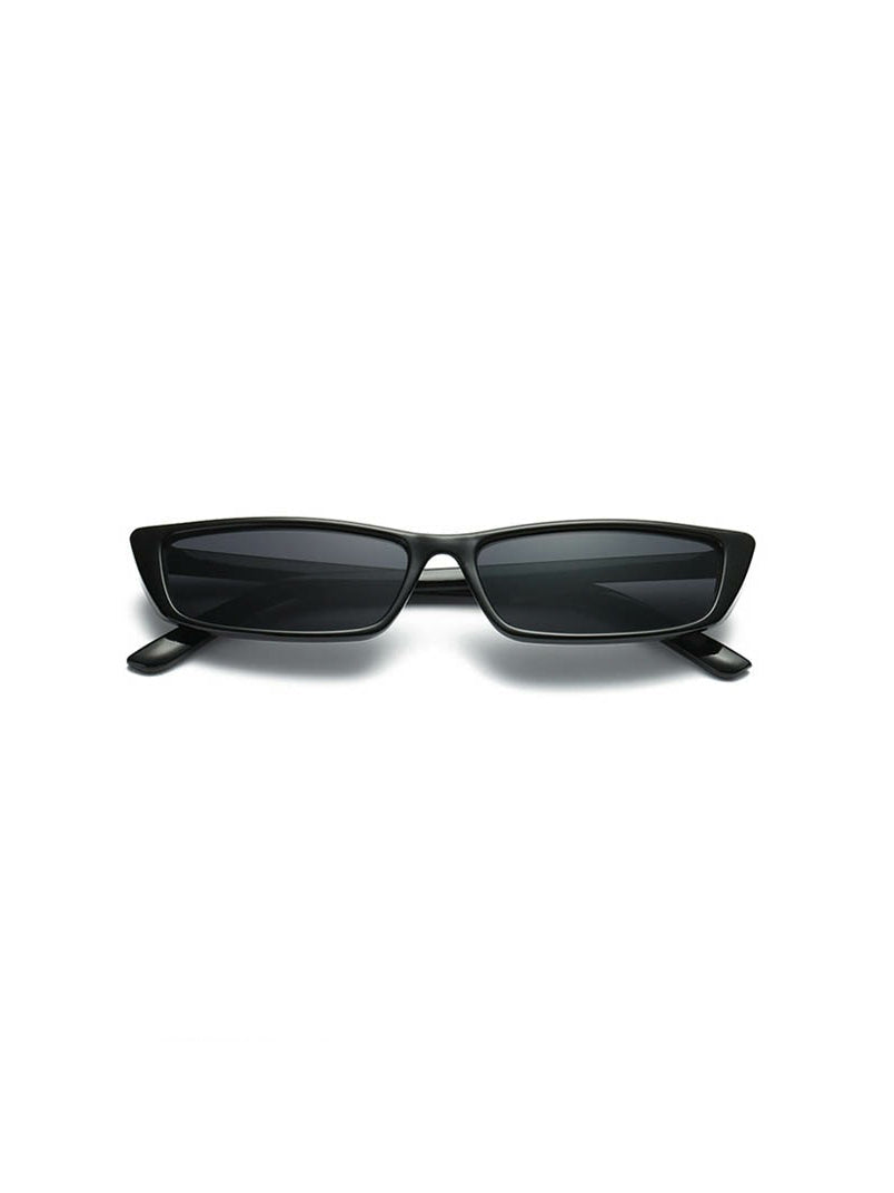 RETRO SPECTRUM sunglasses, black narrow rectangular sunglasses, centered frontal view