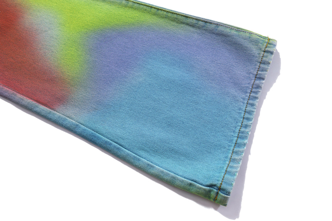 BLACKAIR INKJET LOVE GRAFFITI multicolor heart jeans, lower-leg hem and print detail