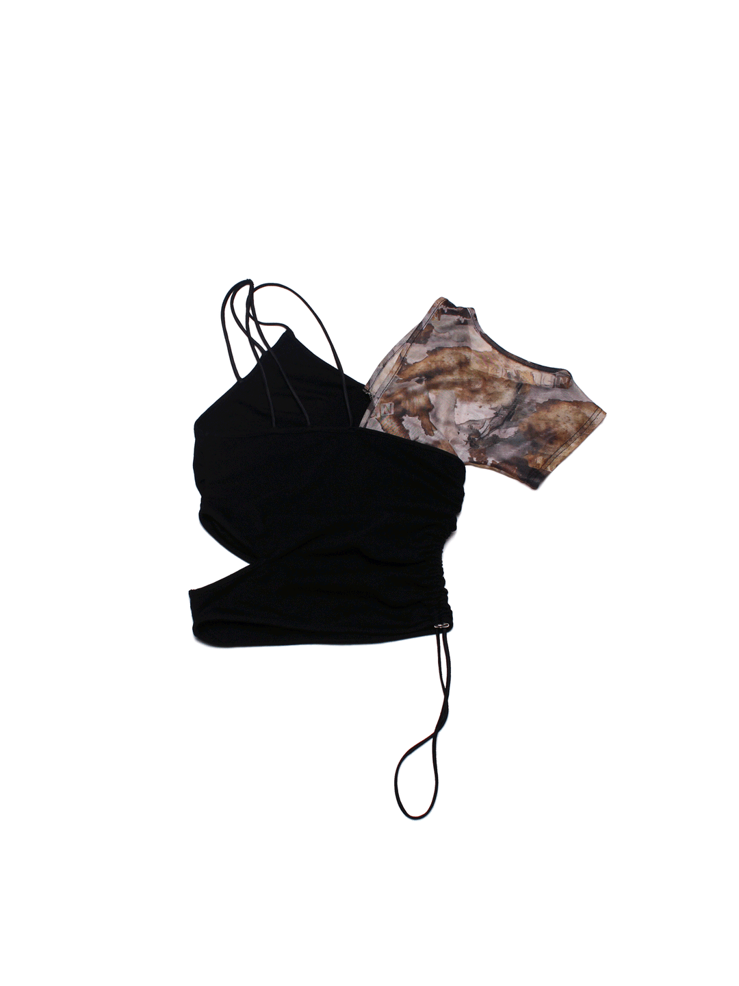 4RE1GN TIE-DYE SLEEVE asymmetric crop top, product-only rear