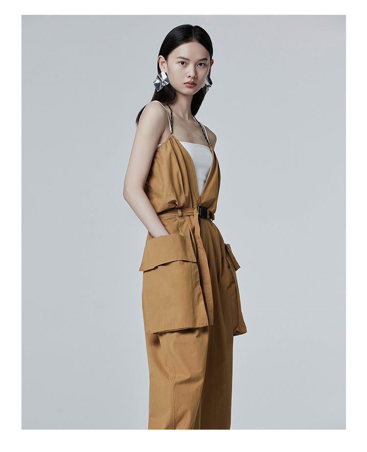 SHOWROOM PLUS HACKWRENCH UTILITY convertible jumpsuit, brown, close side-front outfit