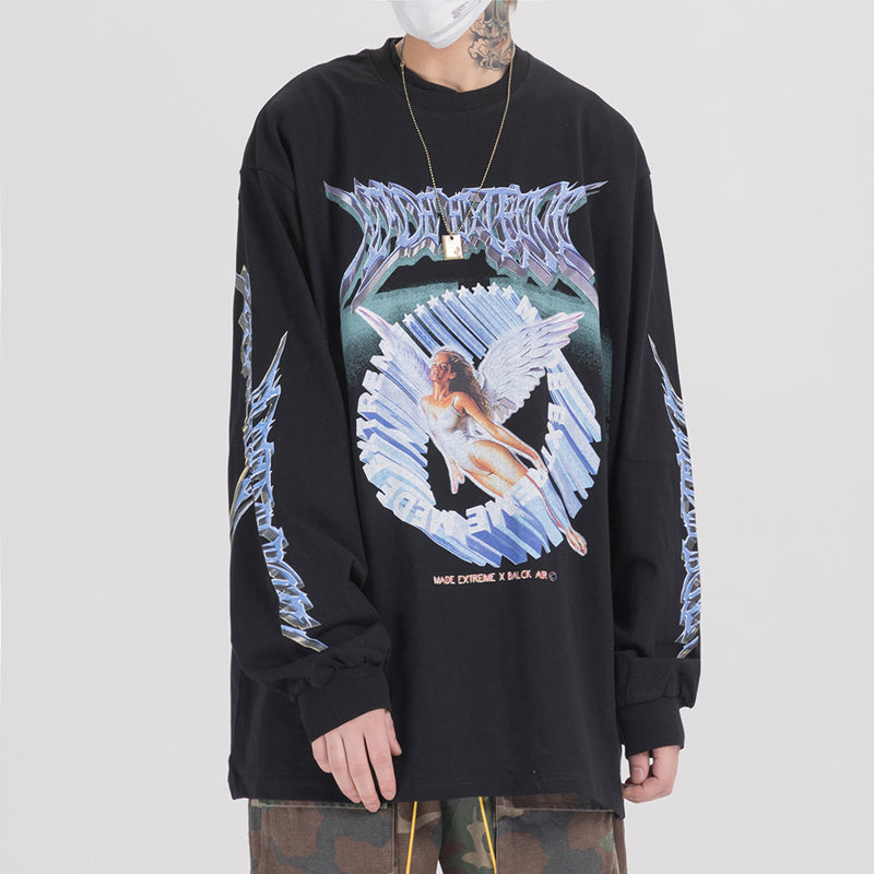 BLACKAIR FAIRY DUST winged-figure sweatshirt, black, front outfit