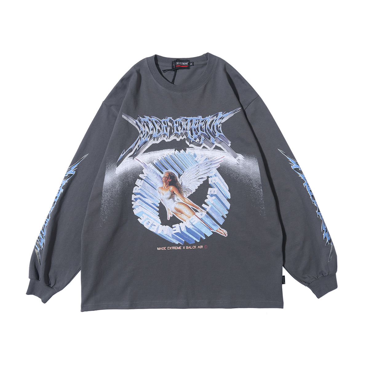 BLACKAIR FAIRY DUST winged-figure sweatshirt, gray, product-only front