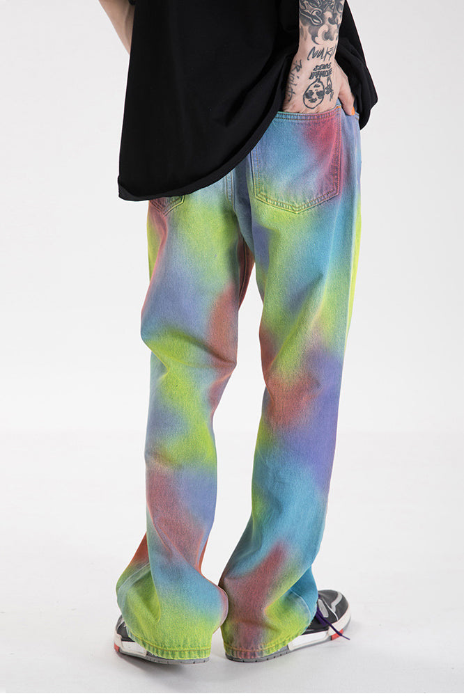 BLACKAIR INKJET LOVE GRAFFITI multicolor heart jeans, rear on-body view