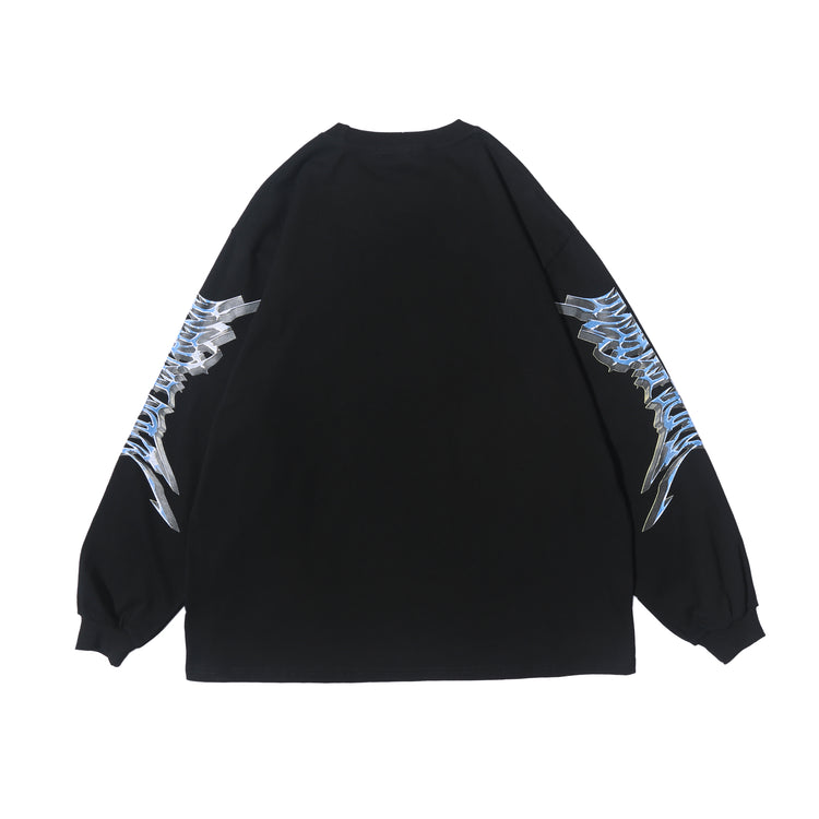BLACKAIR FAIRY DUST winged-figure sweatshirt, black, product-only back