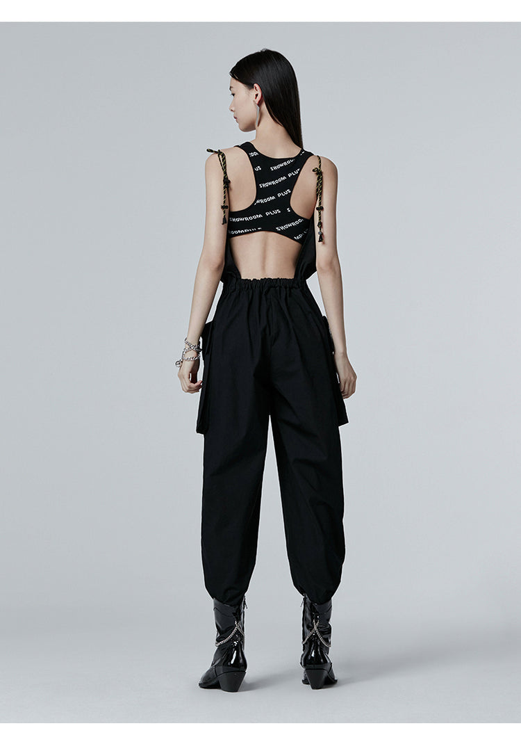 SHOWROOM PLUS HACKWRENCH UTILITY convertible jumpsuit, black, full rear outfit