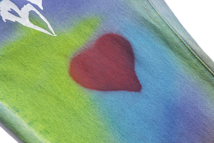 BLACKAIR INKJET LOVE GRAFFITI multicolor heart jeans, heart-print and denim detail