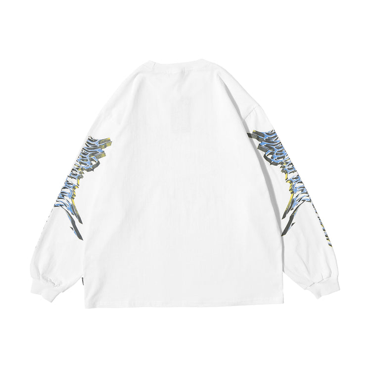 BLACKAIR FAIRY DUST winged-figure sweatshirt, white, product-only back