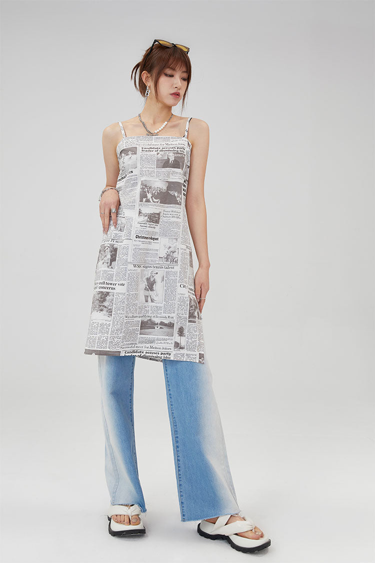 CLICK CHIC BLUE BEAM faded slit-detail jeans, wide-stance layered outfit
