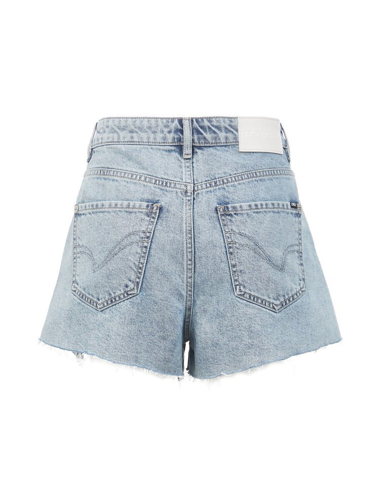 ONLY PAPER TEAR patchwork denim shorts, blue, product-only rear