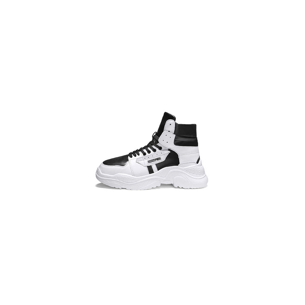 OFF-LABEL BASICS chunky high-top sneakers, black-white, outer-side product view