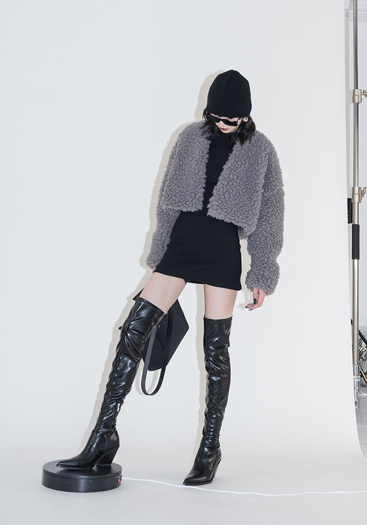 Ashgray Lamb Plush Jacket