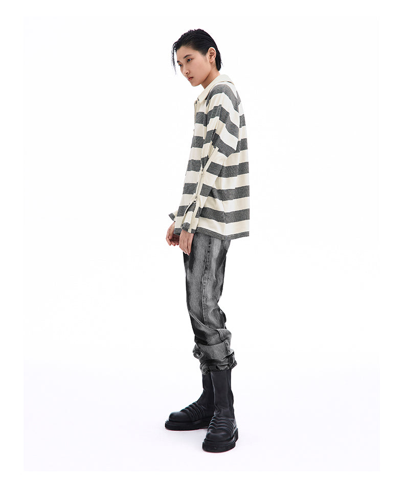 SHOWROOM PLUS SMOKY mottled-wash straight-leg jeans, full side outfit