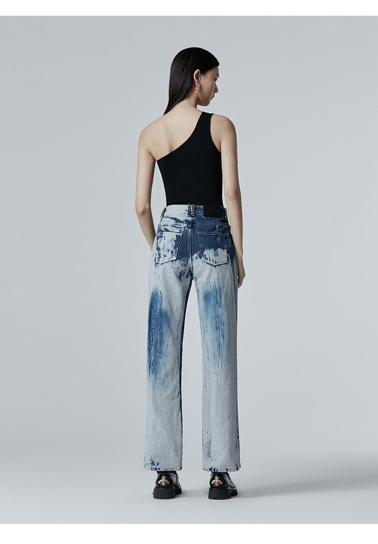 SHOWROOM PLUS TSUNAMI washed straight-leg jeans, full rear outfit