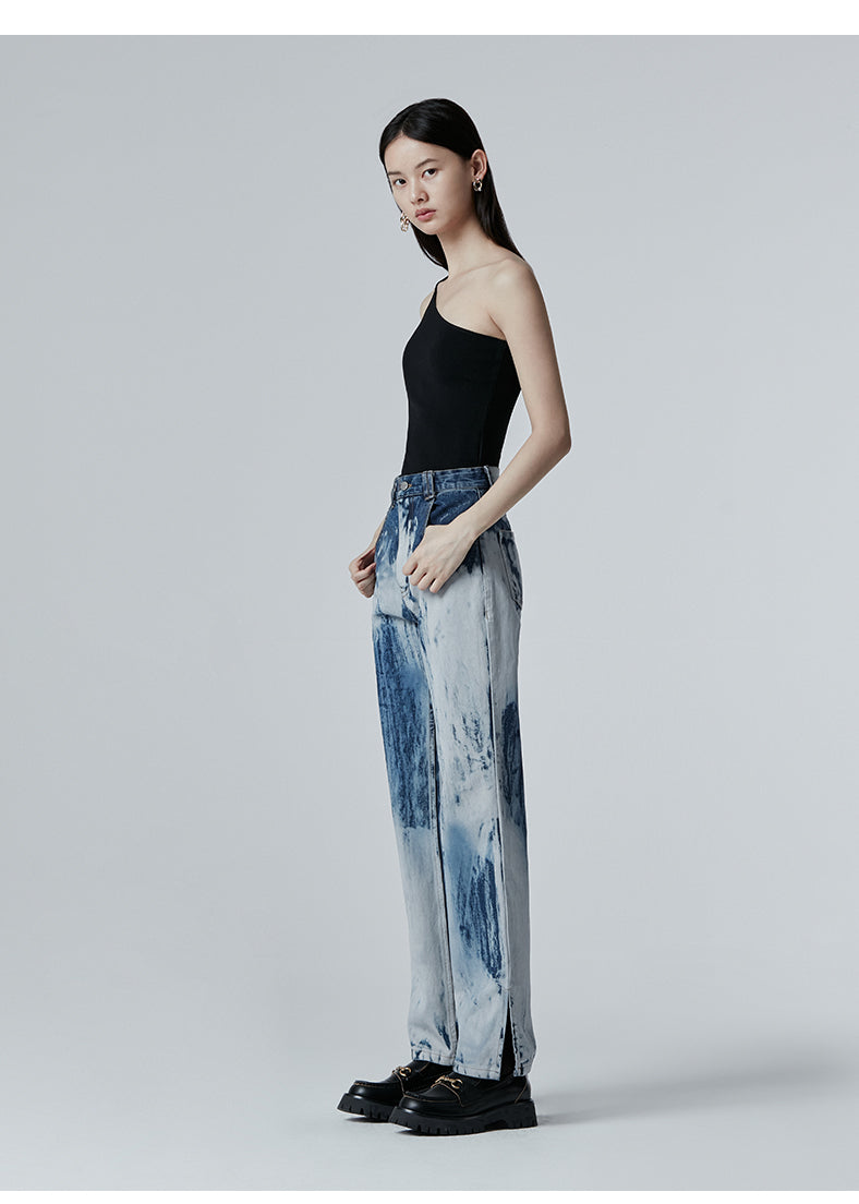 SHOWROOM PLUS TSUNAMI washed straight-leg jeans, full side-front outfit