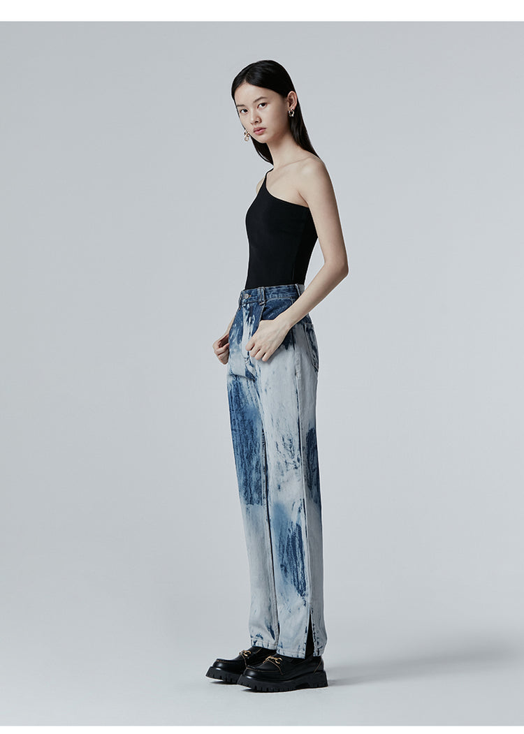 SHOWROOM PLUS TSUNAMI washed straight-leg jeans, full side-front outfit