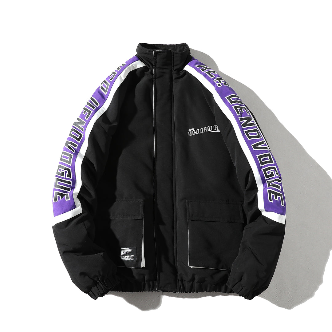 OFF-LABEL RAPPERHYPE panel-stripe padded jacket, black, product-only front