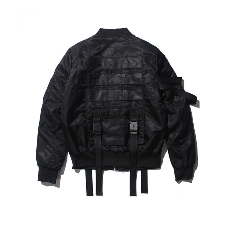 OFF-LABEL STREET FIGHTER webbing-strap bomber jacket, black, product-only rear