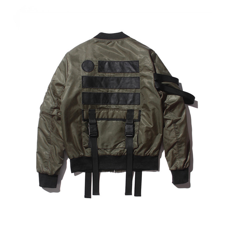 OFF-LABEL STREET FIGHTER webbing-strap bomber jacket, olive, product-only rear