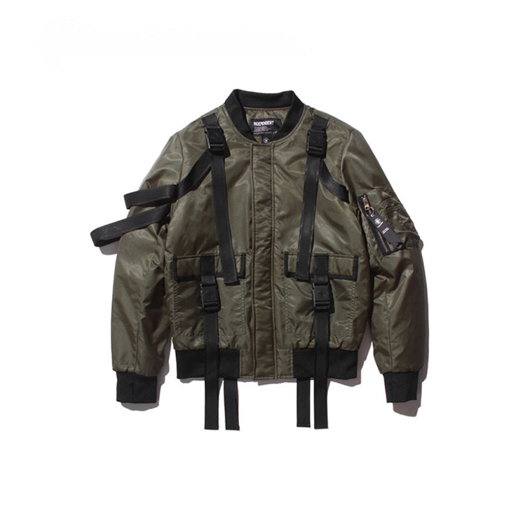 OFF-LABEL STREET FIGHTER webbing-strap bomber jacket, olive, product-only front