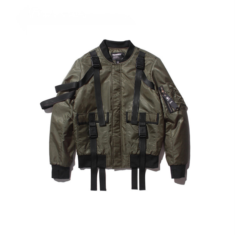 OFF-LABEL STREET FIGHTER webbing-strap bomber jacket, olive, product-only front