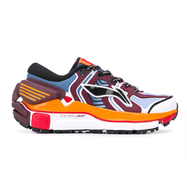 Sun Chaser sneaker, multicolor sneaker, side profile with orange midsole accent