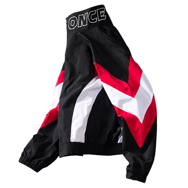 HYPE GOPNIK windbreaker, restored studio side view showing chevron sleeve panels